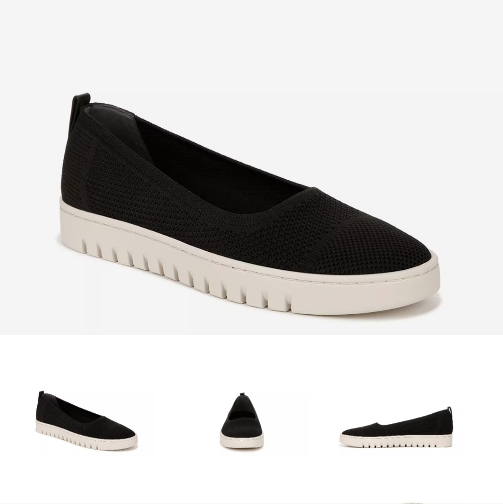 Vionic Uptown Knit Skimmer Flat. Black. Size 9 NEW no Box